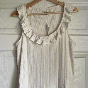 New with tags Madewell ruffled and ribbed white tank